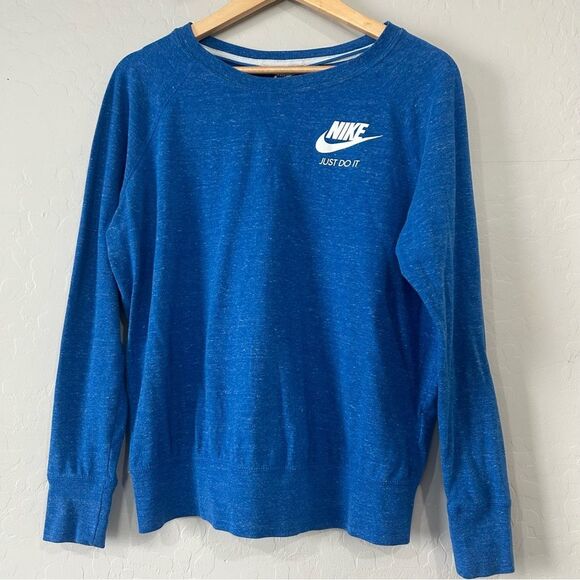 Nike Tops - Nike Blue Heather Long Sleeve Shirt Large Just Do It Organic Cotton Recycled